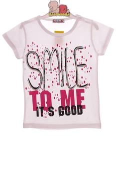 Футболка для девочки трикотажная Smile белая 128 см (32695)
