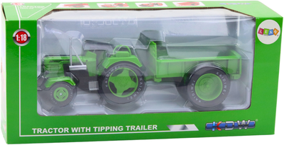 Іграшка LEAN Toys Сільськогосподарський трактор з причепом металевий 1:18 Зелений 24733 (5905991057833)