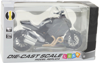 Zabawka LEAN Toys Motocykl sportowy metalowy ze światłami i dźwiękami z złotymi elementami 1:12 Czarny 22605 (5905991049548)