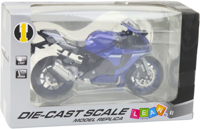 Zabawka LEAN Toys Motocykl R1 sportowy metalowy ze światłami i dźwiękami 1:12 Granatowy 22628 (5905991049777)