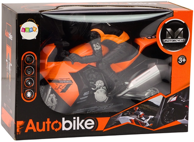 Zestaw LEAN Toys Motor z motocyklistą i ze światłami i dźwiękami oraz z czujnikiem przeszkód Pomarańczowy 18693 (5905991017288)