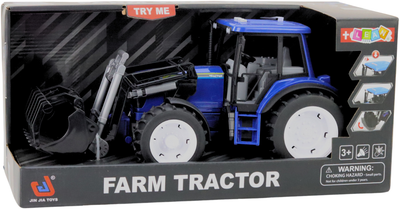 Zabawka LEAN Toys Traktor farmerski z ruchomą łyżką oraz ze światłami i dźwiękami 1:10 Niebieski 24712 (5905991057628)