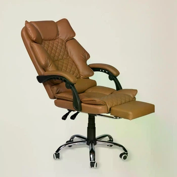 Офисное кресло руководителя VIRGO X9 LUXURY Brown с подставкой для ног и эргономичной спинкой