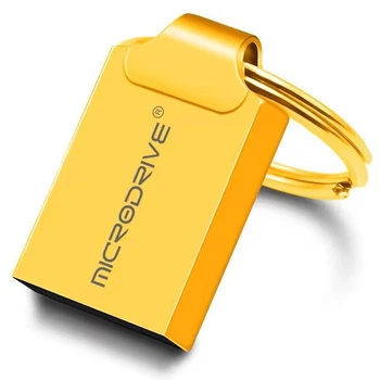USB металлическая флешка для компьютера, ноутбука MICRODRIVE 128ГБ USB 2.0 Золотой