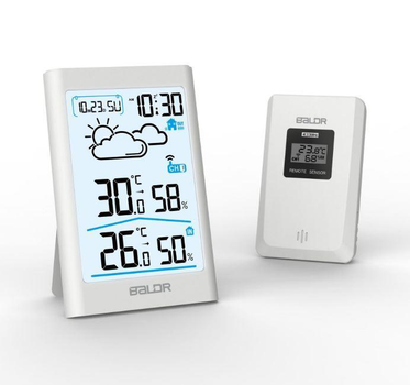 Цифрова метеостанція біла Baldr WS0341WH1 (119х80мм)