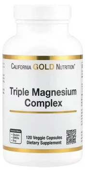 Комплекс трьох видів магнію/Triple Magnesium Complex, малат, цитрат і хелатний бісгліцинат, 120 вегетаріансь, для покращення сну, для серця та судин, California Gold Nutrition