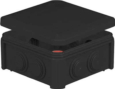 Розподільна коробка Plank Unika IB601 114х114х57 мм IP55 з кабельними вводами Чорна PLK601V850