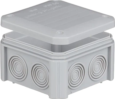 Розподільна коробка Plank Unika IB402 90х90х52 мм IP54 з кабельними вводами сіра PLK4020850