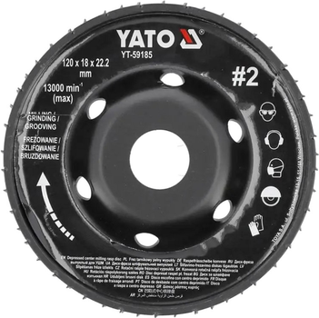Frez dyskowy wypukły do KSHM Yato do drewna, szpachli, gipsu; Ø=120/22,2 mm, t= 18 mm szorstkość nr 2 [10] YT-59185 (5906083099632)