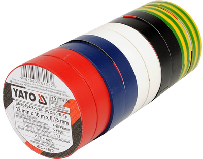 Taśma izolacyjna YATO 12 mm x 10 m 5 kolorów 10 rolek (YT-8156)
