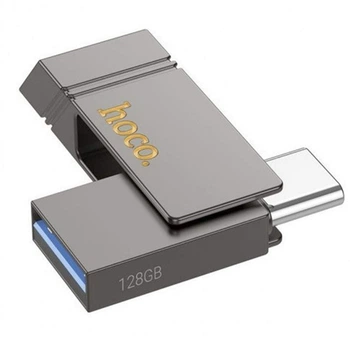 USB флеш накопичувач Hoco UD14 128GB металевий Type-C та USB 3.2 колір metal gray 2 в 1
