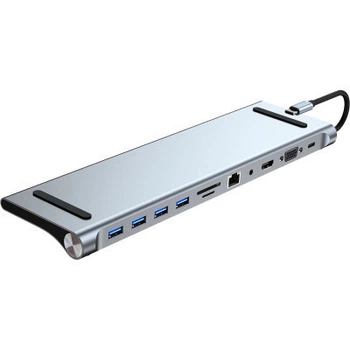 Порт-репликатор Dynamode 11-in-1 USB-C to HDTV 4K/30Hz, VGA, 1хUSB3.0, RJ45, Type-C PD, Audio, SD/MicroSD