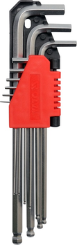 Klucze imbusowe YATO HEX, kula, długie 1.5-10 mm 9 szt. (YT-0506)