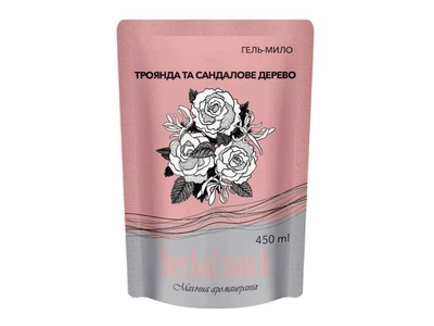 Гель-мило HERBAL TOUCH 450мл дой-пак Троянда та Сандалове дерево