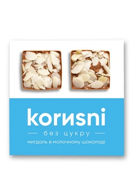 Конфеты на керобе Korysni Миндаль в шоколаде, 100г
