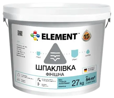 Шпаклевка финишная интерьерная акриловая ELEMENT 27кг