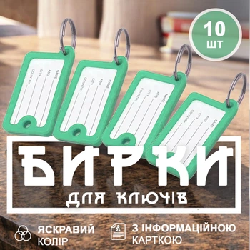 Брелок бирка для ключей брелки бирки на ключи GDragon Home брелоки офисные для гостиниц отеля дома машины с надписью инфо окном с металлическим кольцом пластиковые 10 шт Зеленые 98_2_10_6