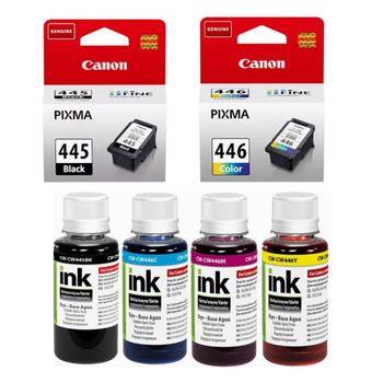 Комплект Картриджі Canon PG-445, CL-446 (8283B001) + Чорнило ColorWay CW-CW445/CW446SET01 100 мл х 4 шт
