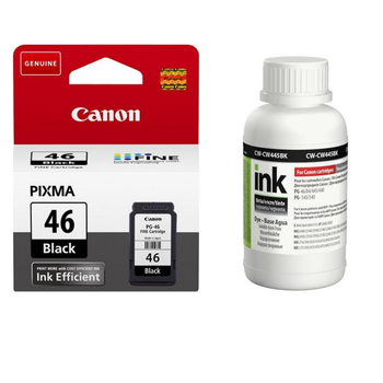 Комплект Картридж Canon PG-46 Black + Чорнила ColorWay CW-CW445BK02 200 мл