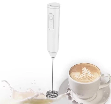 Електричний капучинатор спінювач молока, кавових напоїв Wireless Milk Frother KD-306 на акумуляторі білий