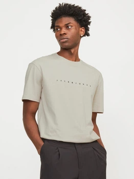 Футболка хлопковая длинная мужская Jack & Jones 12234746 L Moonbeam (5715429747003)