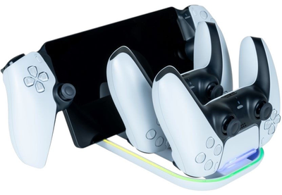 Stacja ładująca Nacon PS5 3-in-1 Charging Station RGB White (3665962025606)