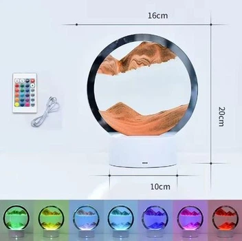 Світлодіодна RGB лампа ночник Пісочна 3D картина антистрес 16 режимів підсвічування з пультом керуванння арт картина для дому