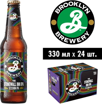 Упаковка пива Brooklyn Brevery Stonewall Inn IPA Session світле фільтроване 4.6% 0.33 л х 24 шт. (7310070004871)