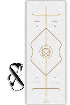 Премиальный коврик для йоги каучуковий Lita Comfort PU+coconut Marking White Yoga mat белый 183х68х0,5 см