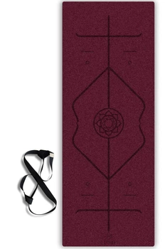 Премиальный коврик для йоги каучуковий Lita Comfort PU+coconut Marking Burgundy Yoga mat бордовый 183х68х0,5 см