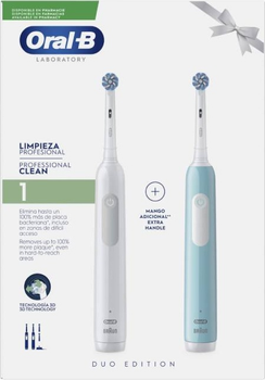 Набір електричних зубних щіток Oral B Pro 1 Duo White & Blue (8700216477406)