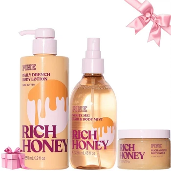 Набір Victoria's Secret & Pink RICH HONEY Hair & Body Mist + Lotion + Scrub (458/462/454)