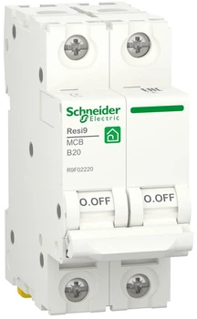 Автоматичний вимикач 2-полюсний Schneider Electric RESI9 2P 20A B 6 kA R9F02220