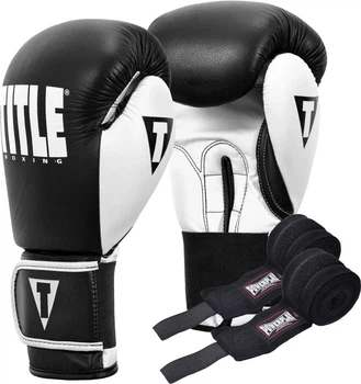 Боксерские перчатки TITLE Boxing Dynamic Strike Black/White 12 oz (бинты 4м. в комплекте) (XDBG 12 BK/WH)