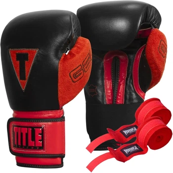 Боксерські рукавиці TITLE Boxing All Heart Bag Gloves 2.0 Black/Red 14 oz (бинти 4м. в комплекті) (AHABG2 14 oz BK/RD)