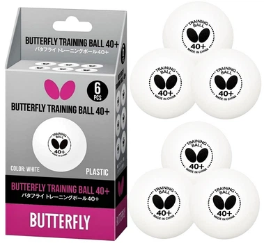 М'ячі для настільного тенісу BUTTERFLY TRAINING 6 шт, білі
