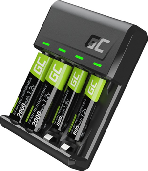 Ładowarka akumulatorków Green Cell Charger VitalCharger+ 4 x AAA 800 mAh Black (5907813961342)