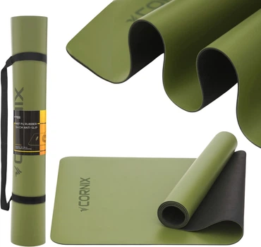 Коврик спортивный Cornix PU 183 x 68 x 0.4 см для йоги и фитнеса Green (XR-0321)