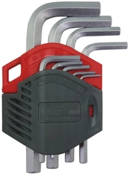 Набор ключей Wurth Red Stripe Г-образных HEX, короткие, S2, SW1.5-10 мм, 9 шт (5752042230)