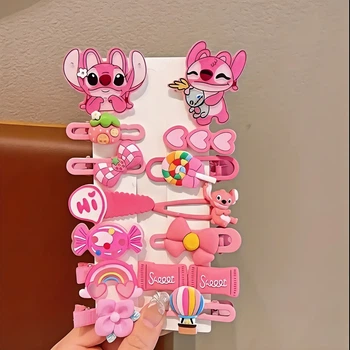 Шпильки дитячі для волосся Стіч Краля Stitch Angel Disney 14 шт рожевий