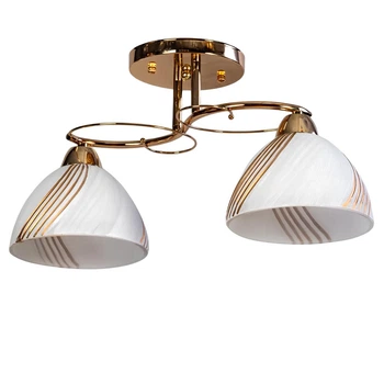 Люстра стельова Light House SH-20236/2 FG 470*180*240 E27 золото, білі плафони з золотими смужками