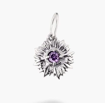 Кулон цветок серебряный Подсолнух Amethyst 925 Zirkon