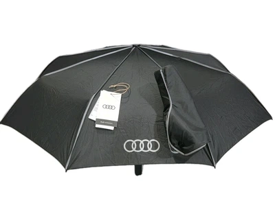 Зонт складной чёрный Audi Pocket Umbrella автоматический ветрозащитный светоотражающий