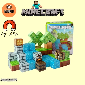 Магнитный блочный конструктор Майнкрафт 60 блоков Minecraft