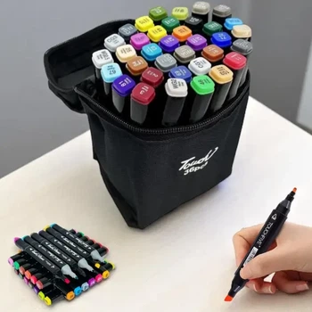 Маркер Скетч 36 шт двусторонний для рисования и скетчинга в кейсе | Sketch Marker 36 цветов (as36)