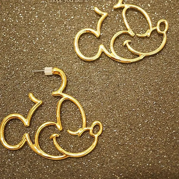 Серьги Mickey Mouse в виде Микки Мауса золотой цвет