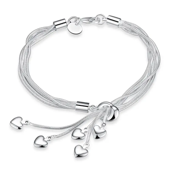 Женский многослойный браслет с сердечками Hearts стерл. ср. тиффани tiffany