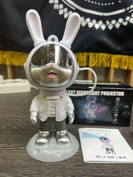 Дитячий нічник «Космічний заєць» із проекцією зоряного неба та пультом 10077