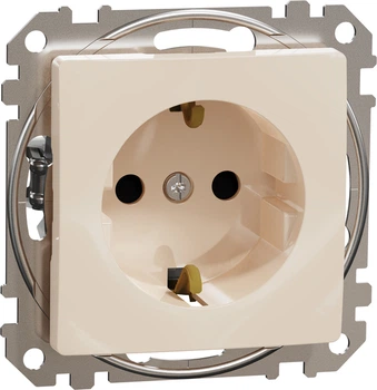 Розетка Schneider Electric Sedna Design з заземленням зі шторками Бежевий SDD112022