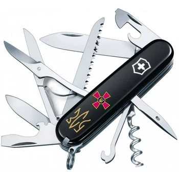 Складаний ніж Victorinox Huntsman Army для активного відпочинку з емблемою ЗСУ і 15 функціями